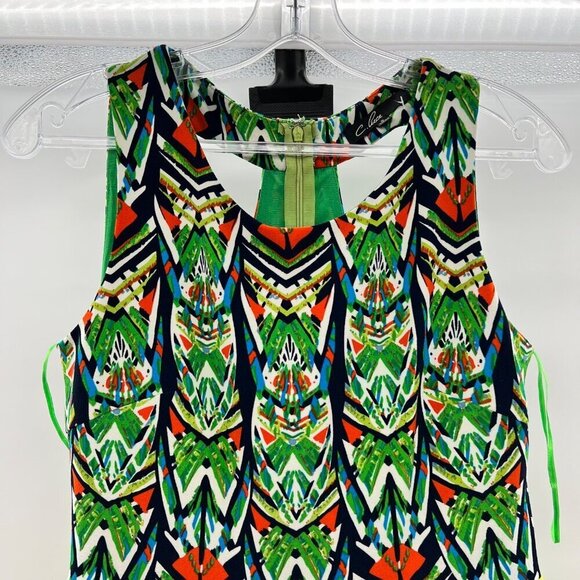 C Luce Women's Sleeveless A-Line Dress Lime/Multi Cut Out Back Size Small - Picture 2 of 9